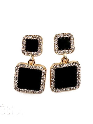Earrings with black crystals new, hanging, hypoallergenic alloy