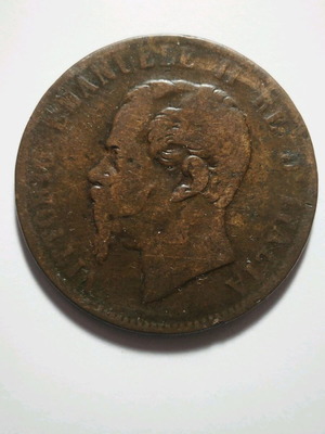 Ιταλία 10 Centesimi 1866 M (α) μεταχειρισμένο χάλκινο νόμισμα αξίας