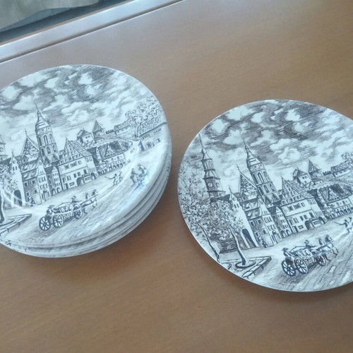 Rare Set of 6 Plates ARNIK "Old Town" (English Style)