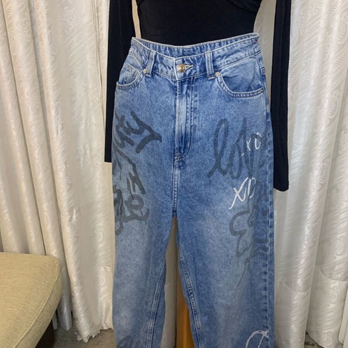 Graffiti jeans H&M like new, blue, size XS