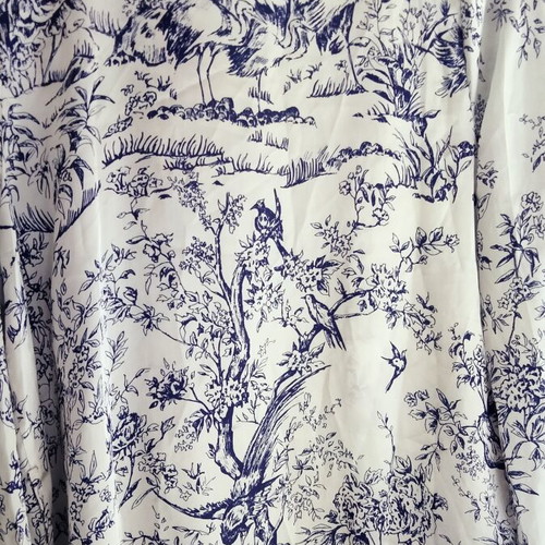 Vintage Style Kimono Robes with Toile de Jouy Pattern, Blue & Red