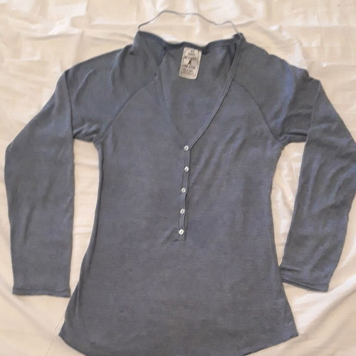 Zara spring ribbed blouse like new, blue, cotton, slim fit