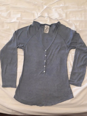 Zara spring ribbed blouse like new, blue, cotton, slim fit