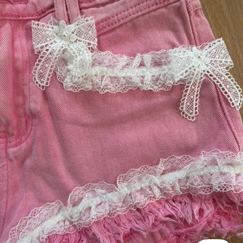 Shorts with handmade details like new, pink, size L