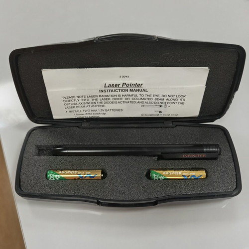 Infiniter Laser Pointer used with case, batteries, and manual, red laser