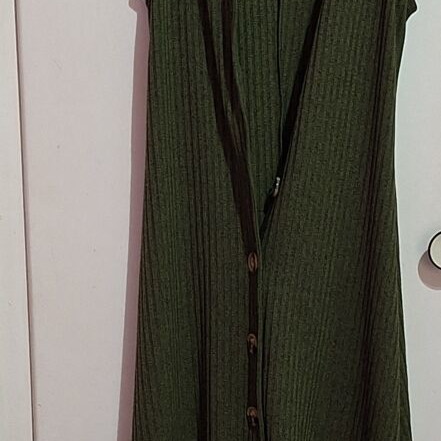 Stradivarius Midi Ribbed Sleeveless Dress green, like new, size S