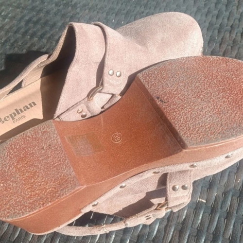Stephan Paris suede clogs platforms size 38, beige taupe