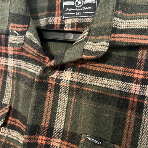 Paco & Co checked cotton shirt 3XL like new, black and green