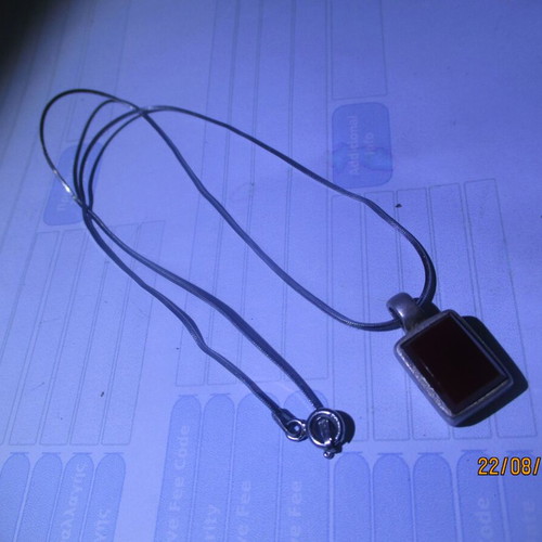 Silver necklace with carnelian pendant, 40 cm