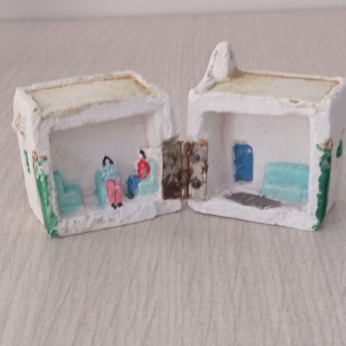 Handmade plaster decorative miniature used, Cycladic house