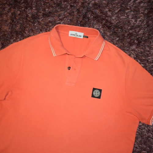 Stone Island Polo Shirt XXL used, white and orange