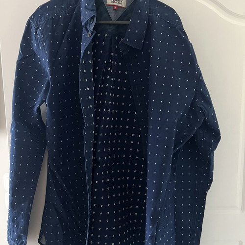 Tommy Jeans shirt large, like new, dark blue polka dot