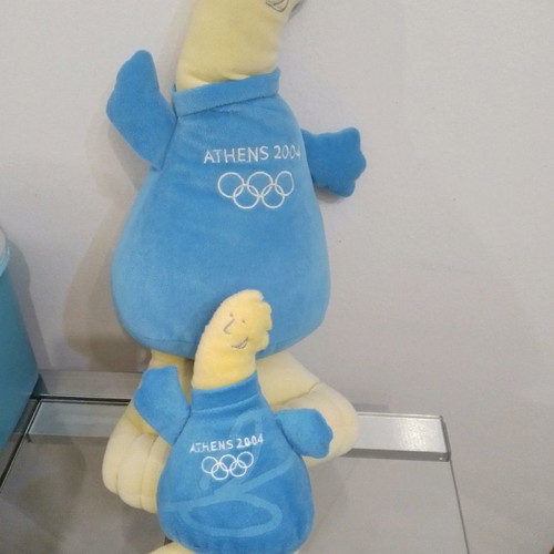 Phoebus and Junior Phoebus used collectible plush Athens 2004, 2 pieces