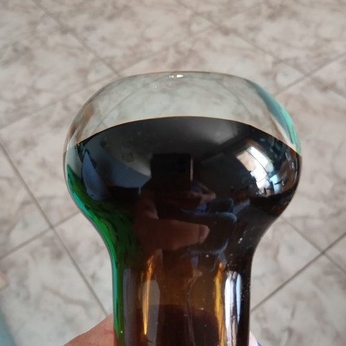 Swedish vase with double glass technique, amber color, like new