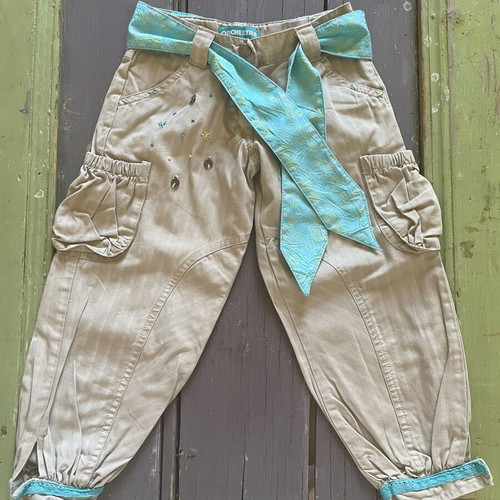 Orchestra girls' pants size 98 cm, beige and turquoise