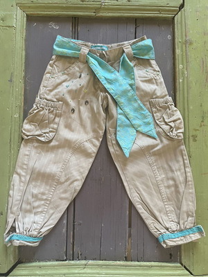 Orchestra girls' pants size 98 cm, beige and turquoise