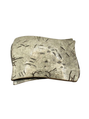 Vintage Belt Buckle Made of Solid White Metal, 1970s Style, Like New