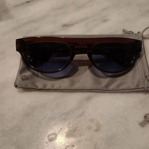 A.Kjaerbede sunglasses like new, unisex dark red frame with blue lens