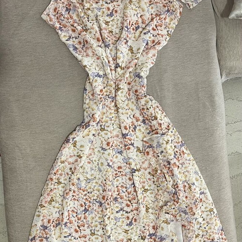 H&M Asymmetric Open-Shoulder Midi Dress Floral, size L