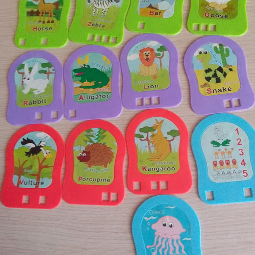 English word learning cards with animals like new double-sided