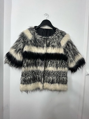 Women's jacket made of eco fur like new, multicolored