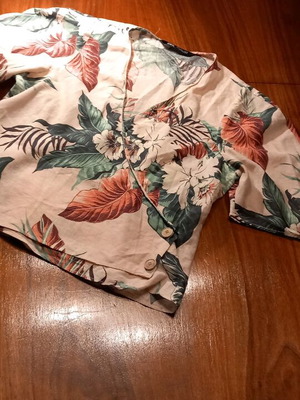 Linen blazer shirt Zara large wrap with buttons printed