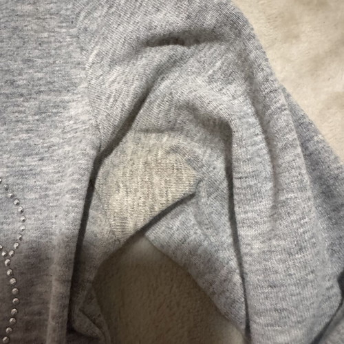 Longsleeve V-Cut Shirt used, size XS, gray with studs