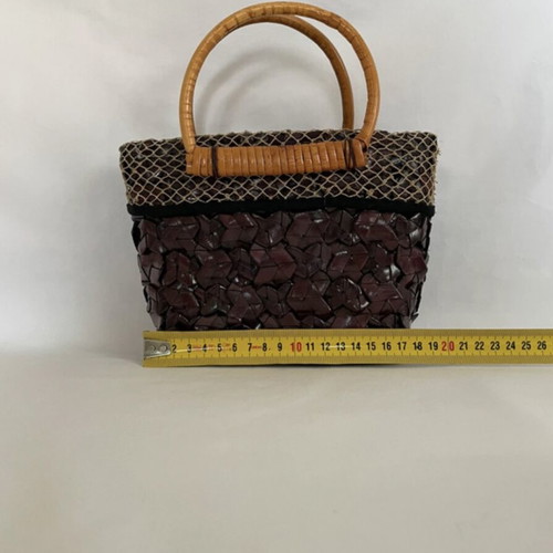 Handmade wooden handbag like new, brown/burgundy