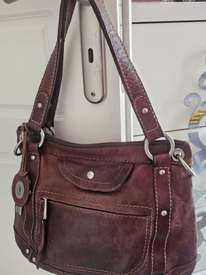 Fossil leather shoulder bag, brown