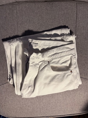 Tally Weijl Pants White Like New, Size 36 With Fringes