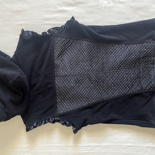 SugarFree black sleeveless vest with satin details, small to extra small