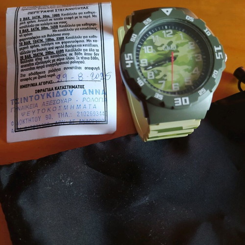 Q&Q men's watch new with camouflage strap and 10 bar waterproof