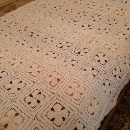 Vintage crocheted handmade blanket unused