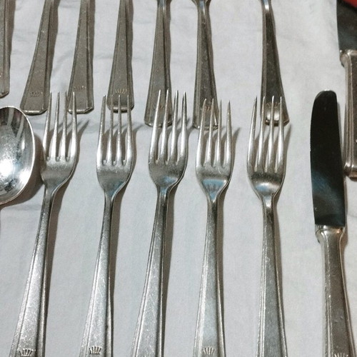 Hepp Pforzheim 44-Piece Silver-Plated Cutlery Set for 11 People used