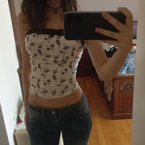 White Floral Top like new, size S