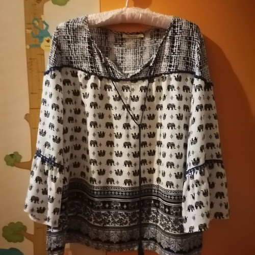 Ethnic shirt size L like new, white and blue
