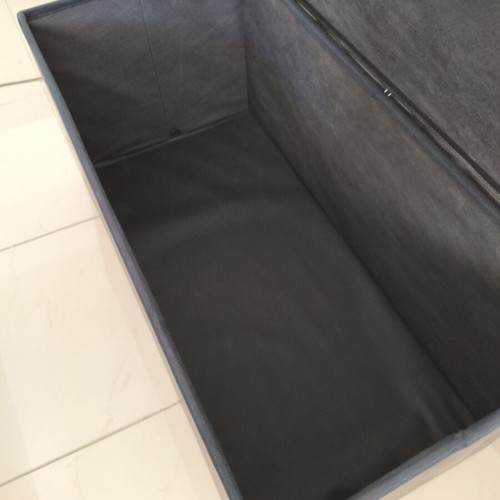Black leatherette storage chest with stool, like new