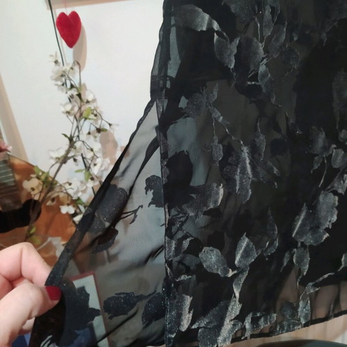 Shirt jacket sheer with velvet flowers new, black XL