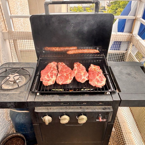 Barbecook gas grill used with burner and gas cylinder