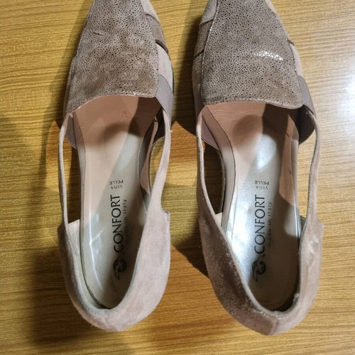 Confort women's leather shoes Italian used, size 38, beige brown
