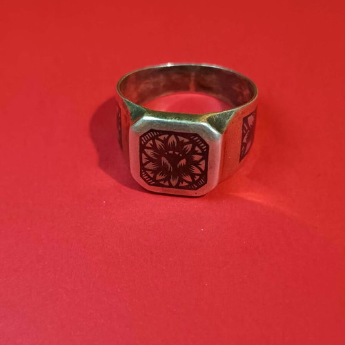 Antique Russian Silver Ring 875 Mark With Gilded Coating Like New