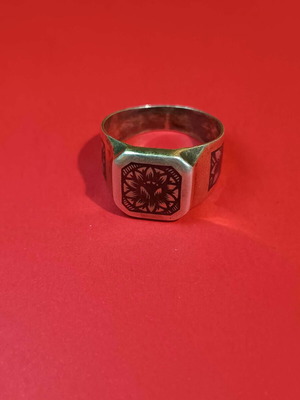 Antique Russian Silver Ring 875 Mark With Gilded Coating Like New