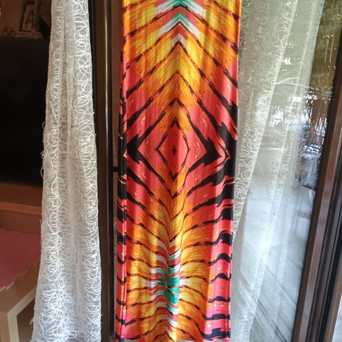 Long summer dress like new with colorful pattern, size M