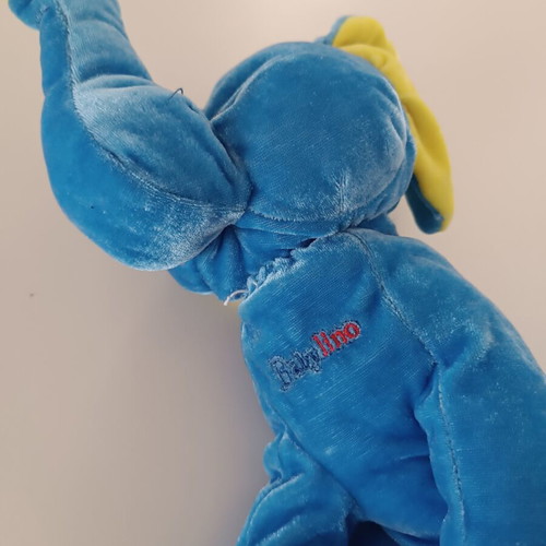 Baby Lino blue plush elephant with yellow details