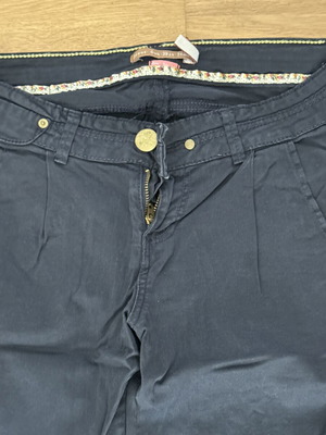 Bershka navy blue cotton pants