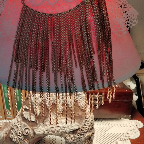 Statement necklace with fringe chains, 40 cm, gold tone