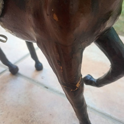 Vintage handmade wooden horse with leatherette