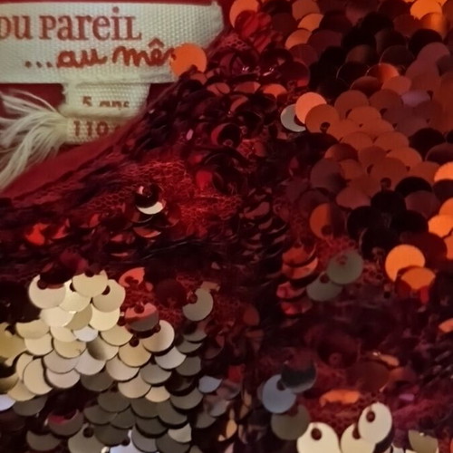 Du pareil girls dress 5 years like new, red with reversible sequin