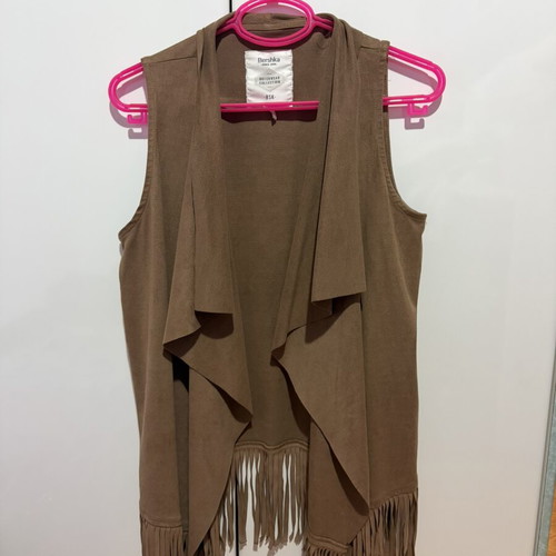 Bershka brown suede vest with fringes like new, size S/M