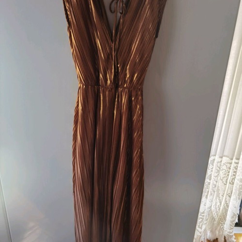 Shine women's long dress gold like new size M